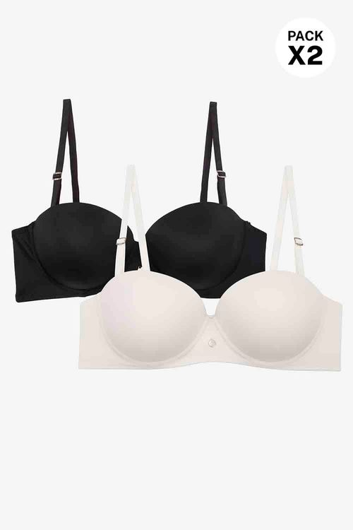 Paquete x2 brasier tipo strapless en microfibra