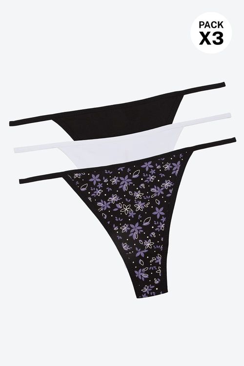 Brasilera en algodón con talle bajo paquete x3