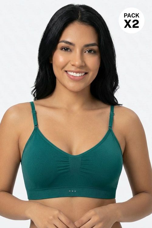 Paquete x2 top sin costuras copas removibles