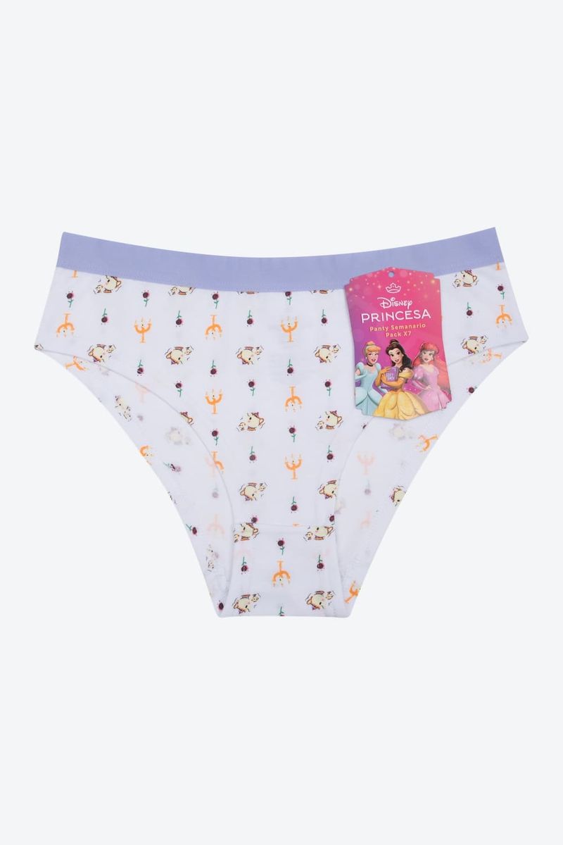 Panties-Para-Niña-Paquete-X7-Tipo-Boxer-Elaborados-En-Poliester-Blanco-Print-Cuentos-De-Hadas-T14