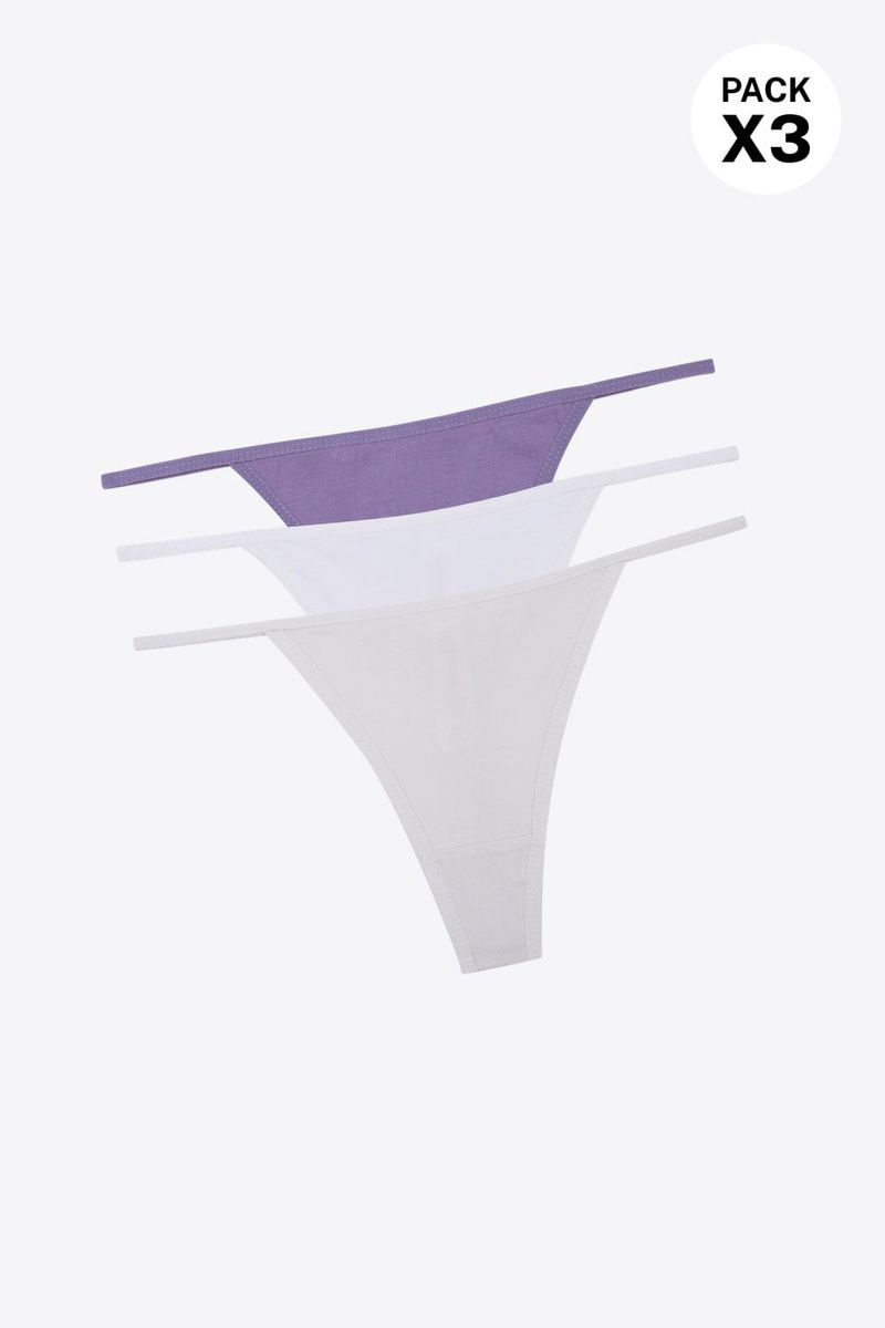 Brasilera-En-Algodon-Suave-Con-Talle-Bajo-Paquete-X3-Blanco-Lila-Claro-Violeta-Tm