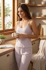 Conjunto-Pijama-De-Dos-Piezas-Cuello-Redondo-Elaborado-En-Modal-Lila-Claro-Tl