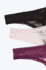 Panty-Tipo-Brasilera-Elaborada-En-Encaje-Delicada-Paquete-X3-Negro-Vinotinto-Rosado-Claro-Tl