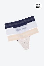 Brasilera-Invisible-Con-Encaje-En-Microfibra-Paquete-X3-Blanco-Azul-Oscuro-Marfil-Flores-Ts