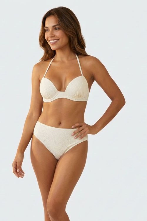 Vestido de baño estilo bikini con textura de ojalillo