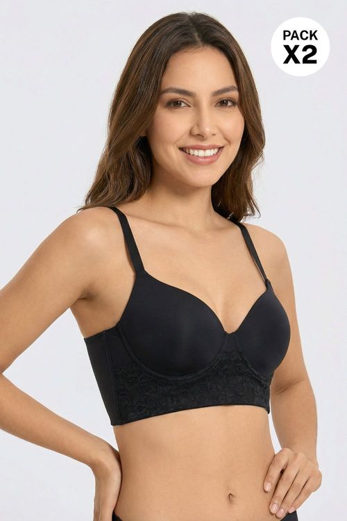 Brasier bustier confeccionado en microfibra y encaje x2 unidades
