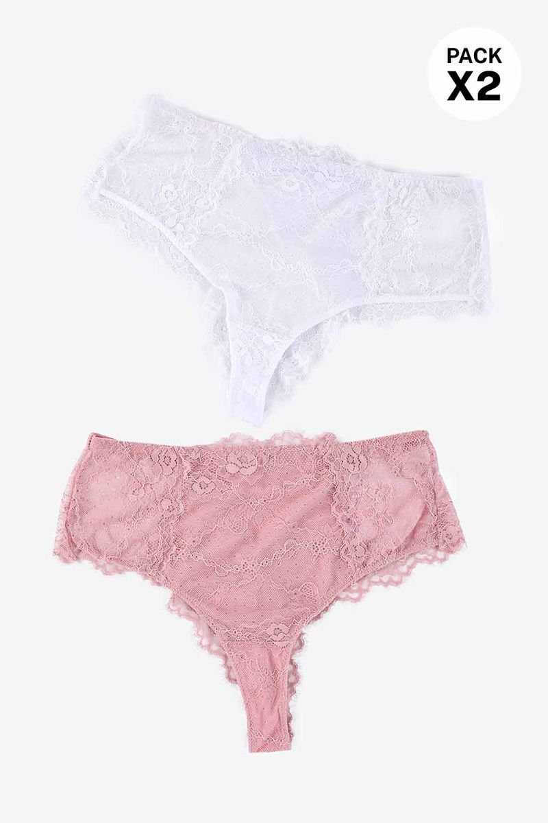 Brasilera-Paquete-X2-En-Encaje-Blanco-Palo-De-Rosa-Ts