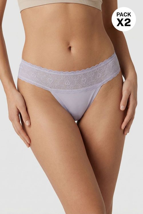 Brasilera corte láser y termofusionado con encaje paquete x2