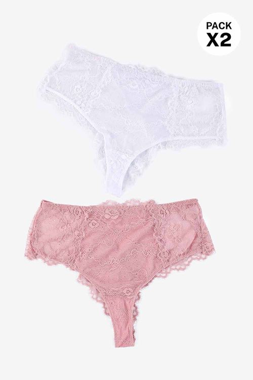 Brasilera confeccionada en encaje paquete x2