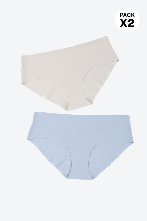 Panty paquete x2 hipster en microfibra tacto piel de durazno