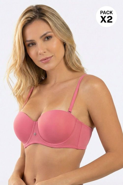 Brasier paquete x2 tipo strapless confeccionado en microfibra