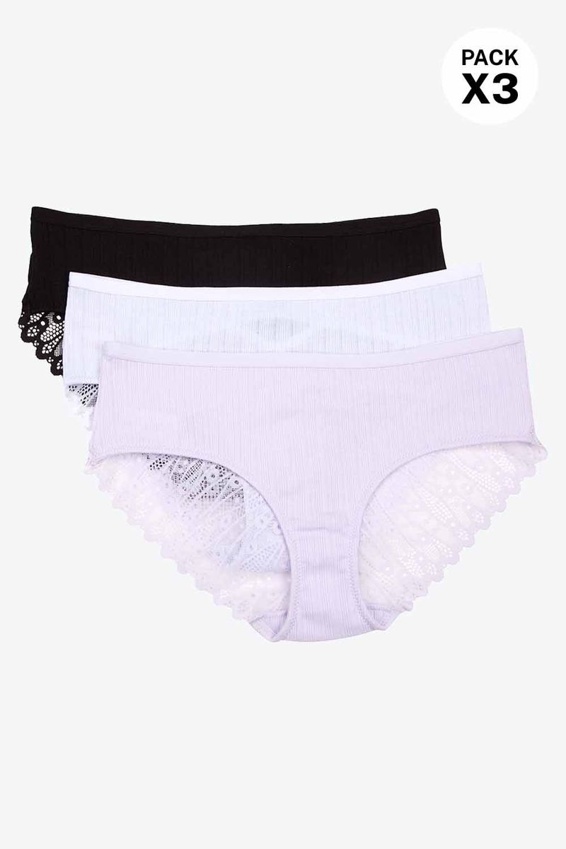 Panty-Hipster-En-Algodon-Acanalado-Paquete-X3-Negro-Blanco-Lila-Claro-Tm