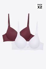 Brasier-Paquete-X2-En-Microfibra-Copa-3-4-Blanco-Vinotinto-T34B