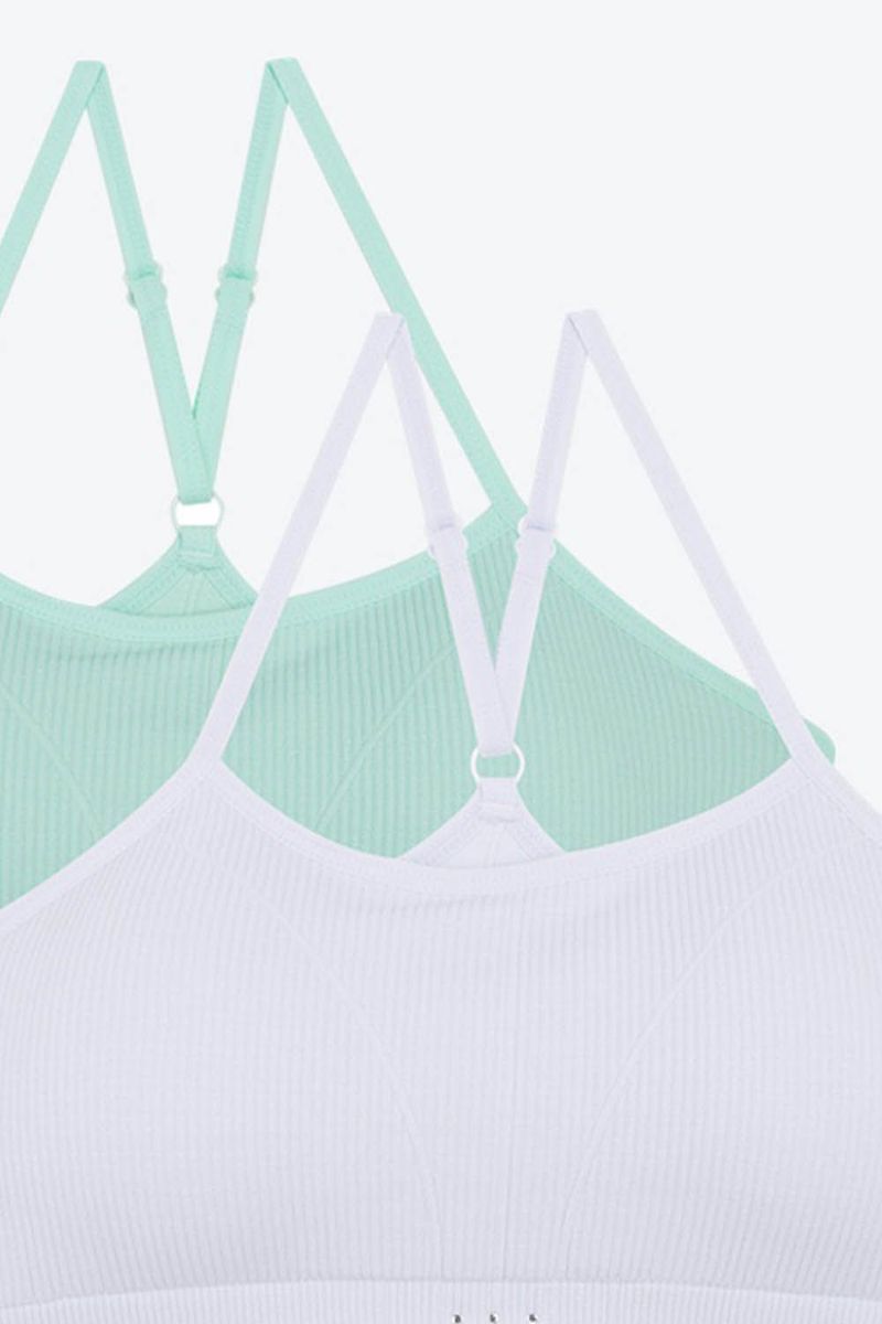 Top-Con-Tirantes-Delgados-Y-Ajustables-Paquete-X2-Espalda-Cruzada-Blanco-Verde-Menta-Ts