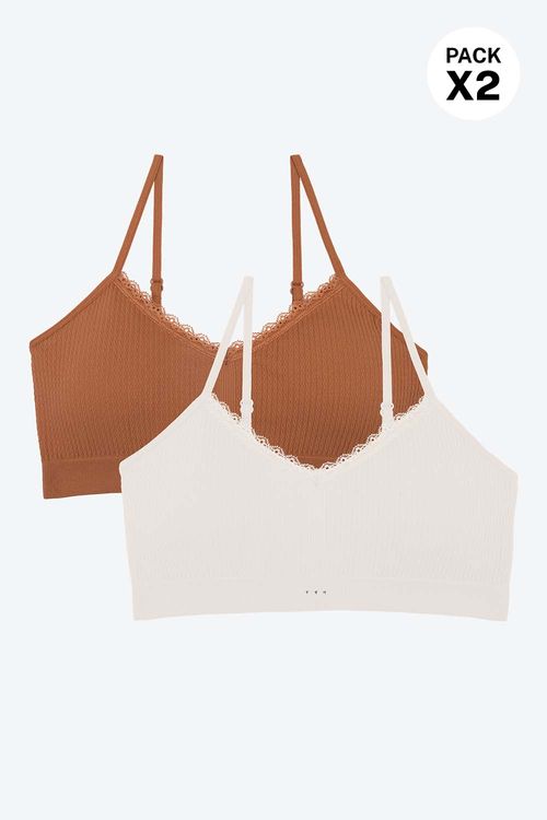 Top Seamless Con Textura Y Copas Removibles Paquete X2