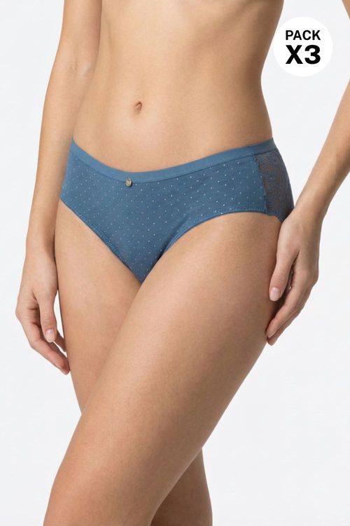 HÍPSTER EN ALGODÓN CON ENCAJE PAQUETE X3