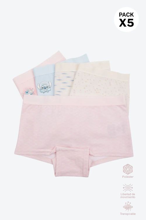 Panties para niñas tipo boxer en poliester paquete x5
